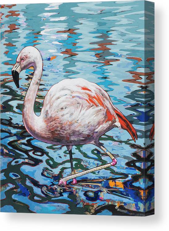 Flamingo Canvas Print featuring the painting Flamingos #2 by David Palmer