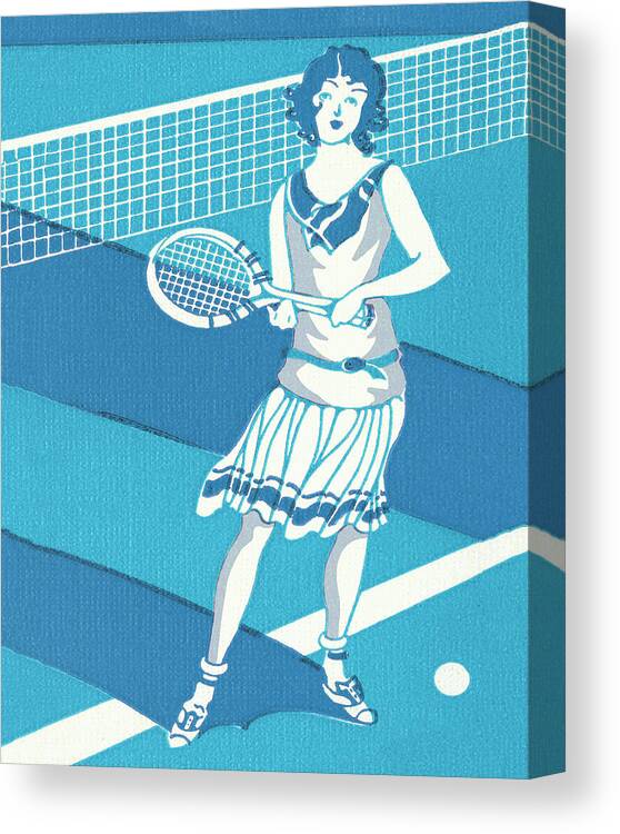 1920 Canvas Print featuring the drawing Flapper Woman Playing Tennis by CSA Images