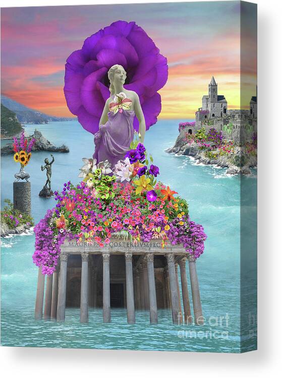 Flowers Canvas Print featuring the digital art Flora's Holiday by Lucy Arnold