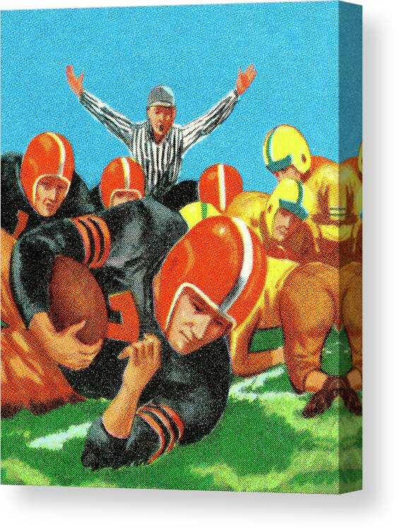 Athlete Canvas Print featuring the drawing Football Game by CSA Images