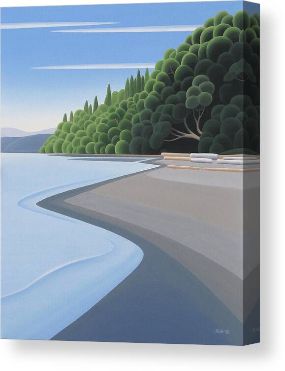 Water Forest Beach Canvas Print featuring the painting Forest Glow by Ron Parker