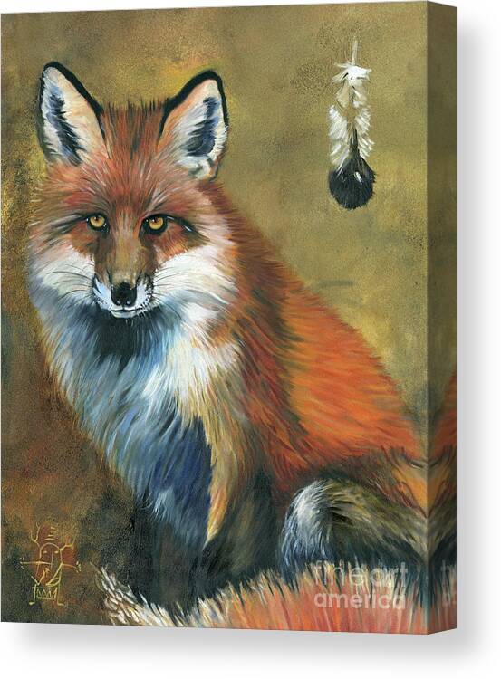 Fox Canvas Print featuring the painting Fox shows the way by J W Baker