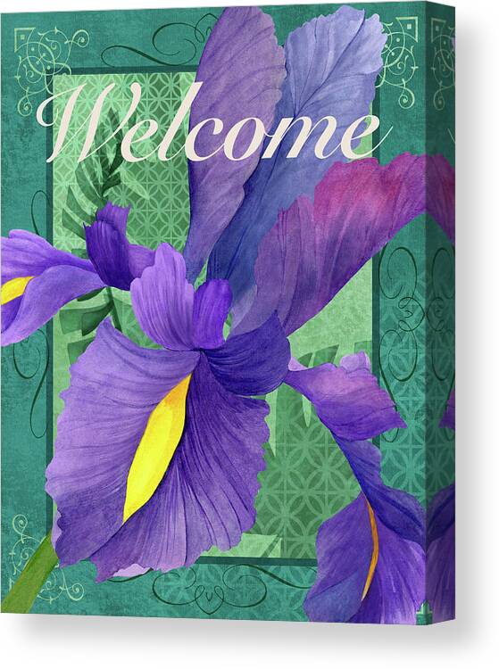 Framed Iris Canvas Print featuring the mixed media Framed Iris by Fiona Stokes-gilbert