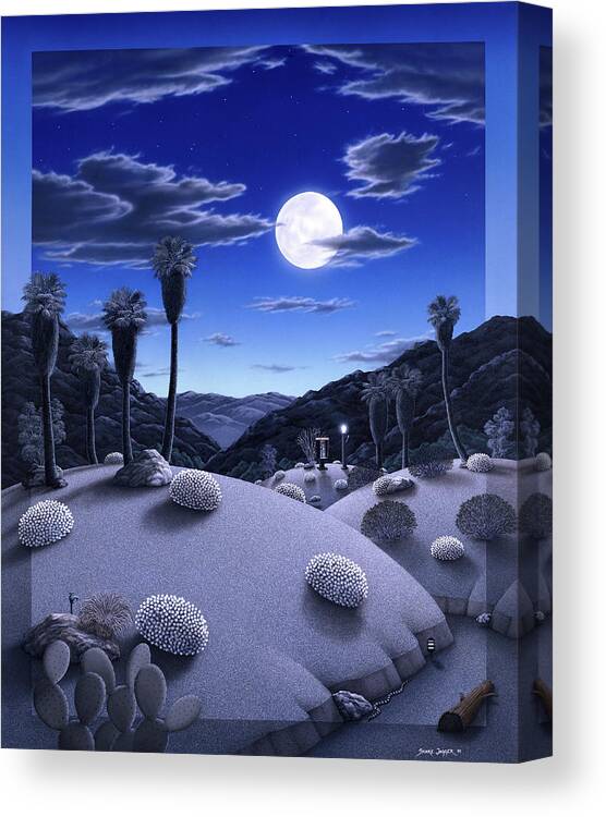 Desert Canvas Print featuring the painting Full Moon Rising by Snake Jagger