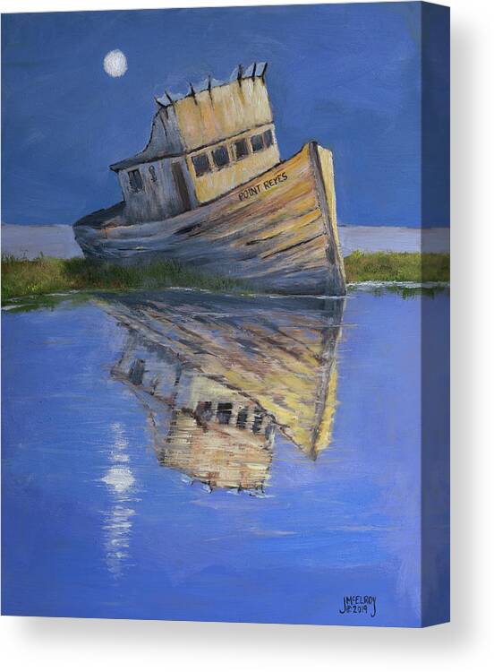 Fishing Trawler Canvas Print featuring the painting Full Steam Ahead by Jerry McElroy