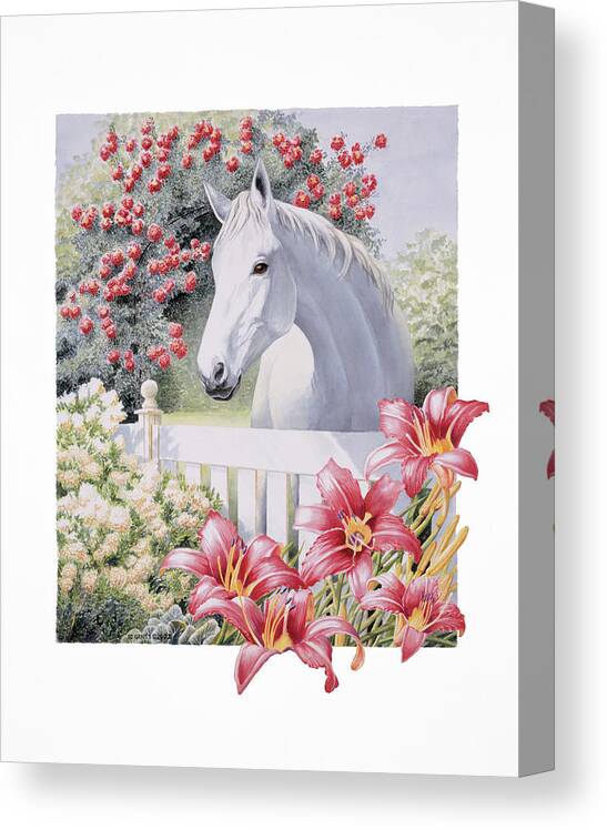 Garden Pony Canvas Print featuring the painting Garden Pony by K.c. Grapes