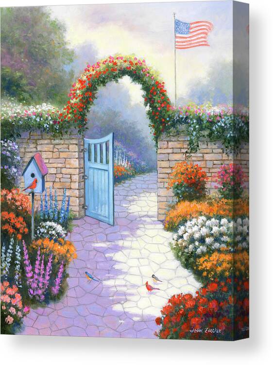 Garden Splendor Canvas Print featuring the painting Garden Splendor by John Zaccheo