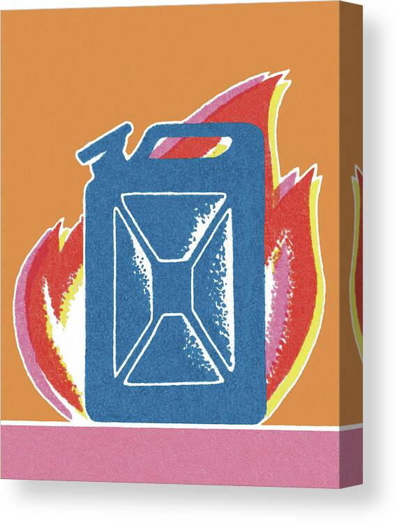 Blaze Canvas Print featuring the drawing Gas Can on Fire by CSA Images
