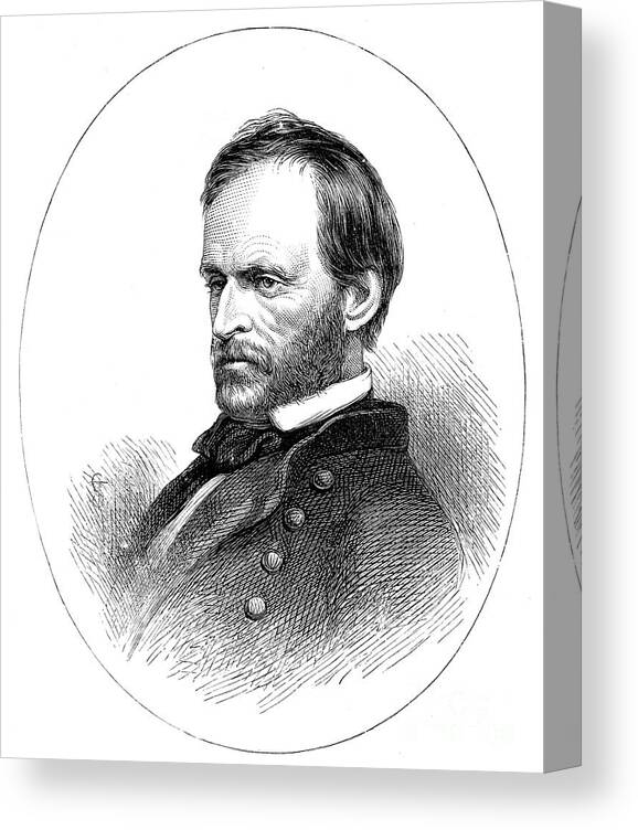 General Sherman Canvas Print featuring the drawing General William Tecumseh Sherman by Print Collector