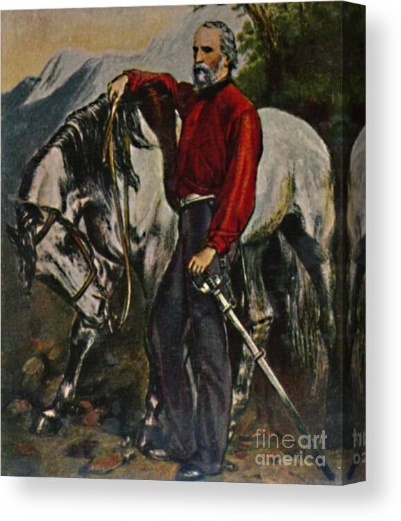 Horse Canvas Print featuring the drawing Giuseppe Garibaldi 1807-1882 by Print Collector
