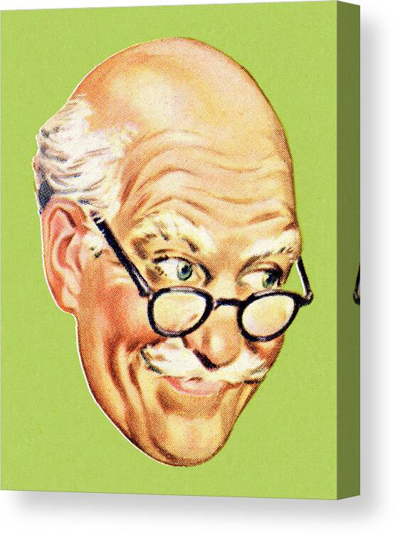 Accessories Canvas Print featuring the drawing Grandpa Smiling and Looking to the Side by CSA Images
