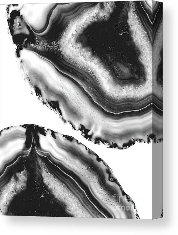Photography Canvas Print featuring the mixed media Gray Black White Agate #2 #gem #decor #art by Anitas and Bellas Art