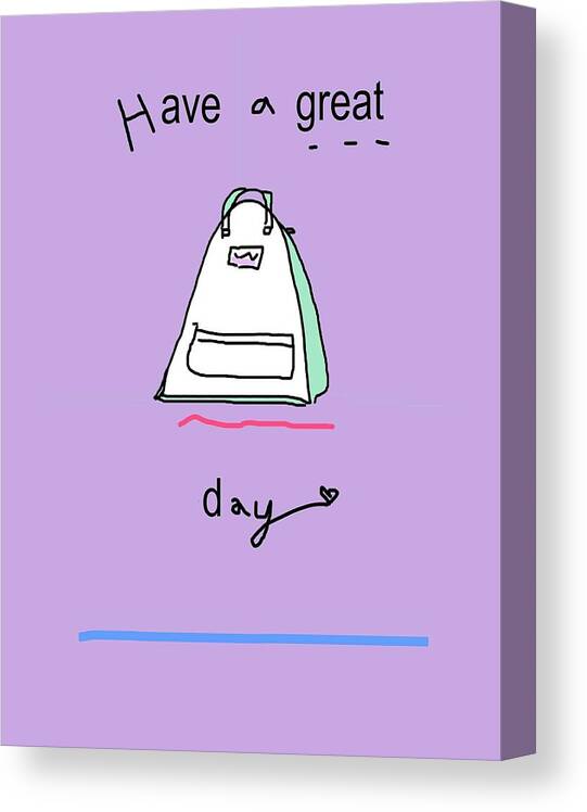 Purple Canvas Print featuring the drawing Great Day Backpack by Ashley Rice