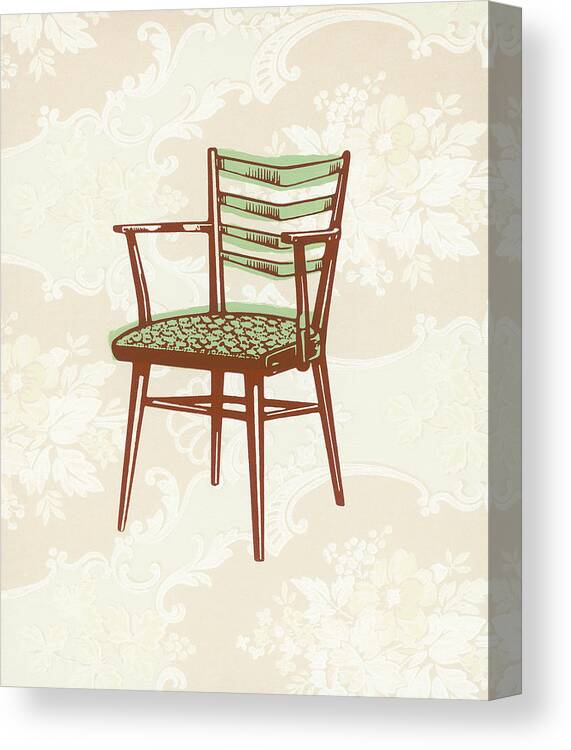Armchair Canvas Print featuring the drawing Green Chair by CSA Images