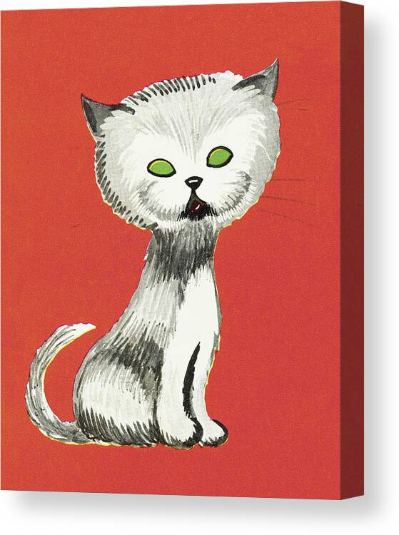 Animal Canvas Print featuring the drawing Green Eyed Cat by CSA Images