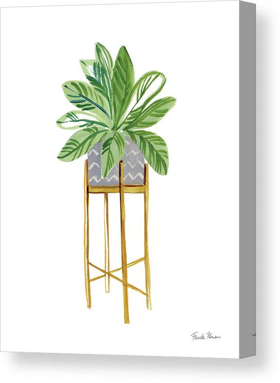 Gray Canvas Print featuring the painting Green House Plants I by Farida Zaman