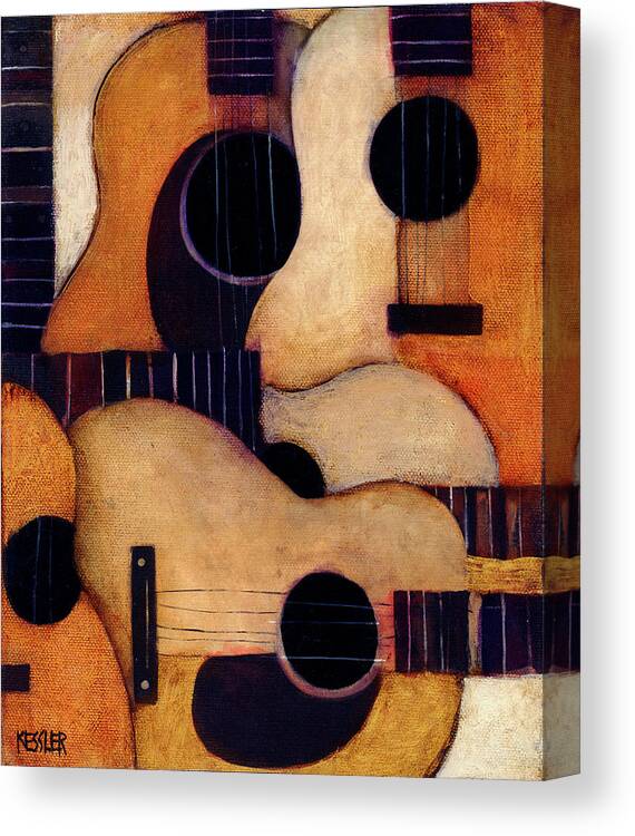 Guitars Canvas Print featuring the painting Guitars by Daniel Patrick Kessler