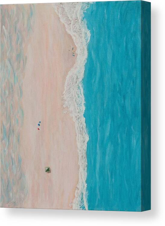 Beach Canvas Print featuring the painting Gull's Shore View by Deborah Smith