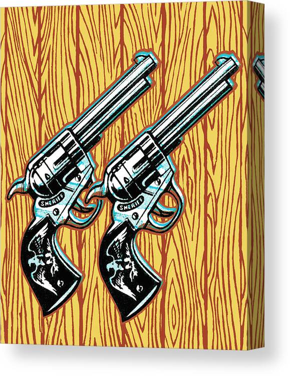 Background Canvas Print featuring the drawing Guns by CSA Images