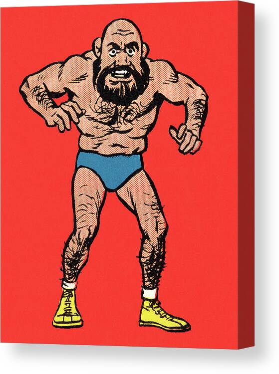 Adult Canvas Print featuring the drawing Hairy Wrestler by CSA Images