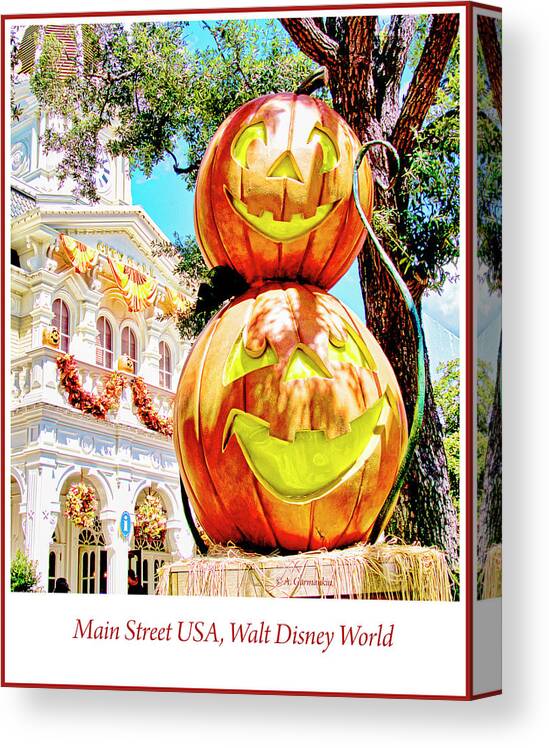 Halloween Canvas Print featuring the photograph Halloween Pumpkins, Main Street USA, Walt Disney World by A Macarthur Gurmankin