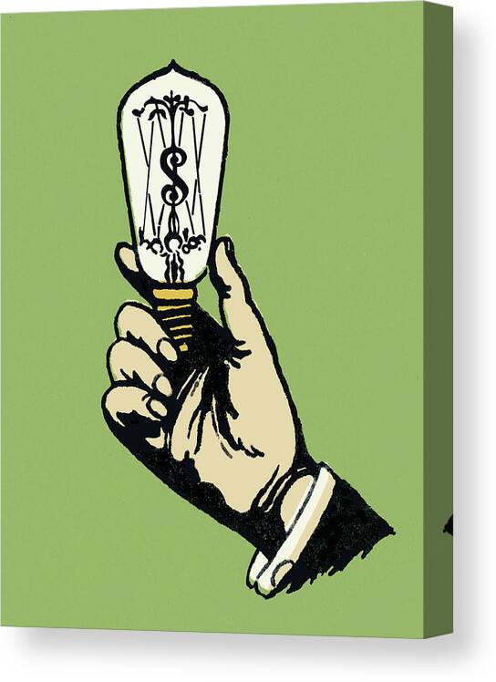 Balance Canvas Print featuring the drawing Hand Holding a Light Bulb by CSA Images