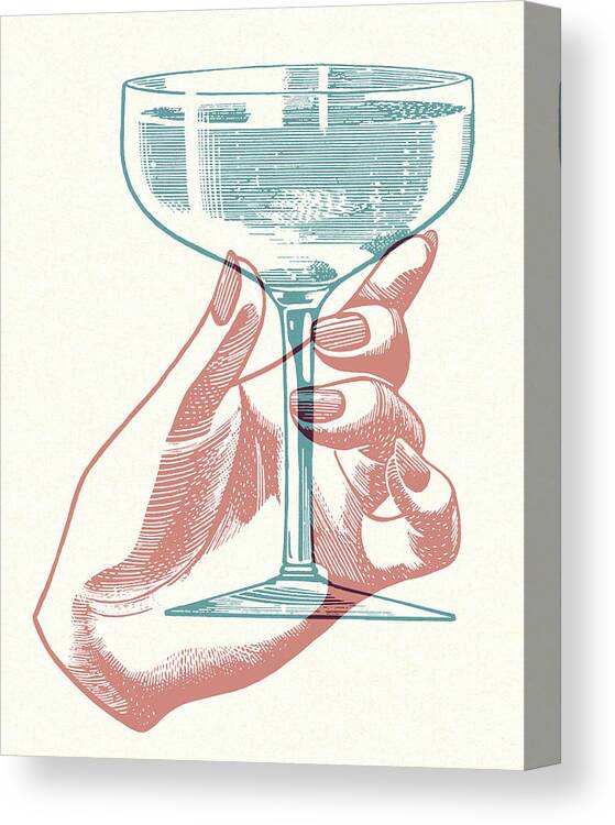 Alcohol Canvas Print featuring the drawing Hand Holding Champagne Glass by CSA Images