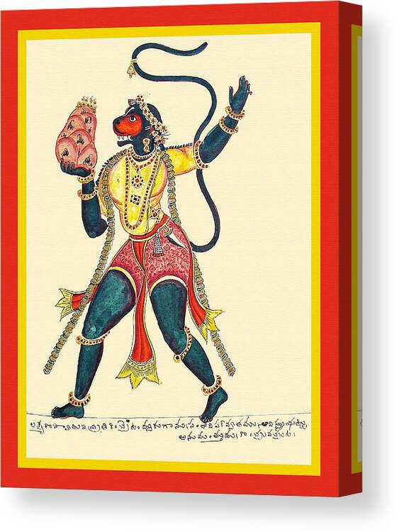 Hindu Canvas Print featuring the painting Hanuman returning from the Himalayas by Unknown