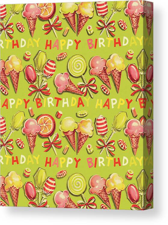Background Canvas Print featuring the drawing Happy Birthday Treats by CSA Images