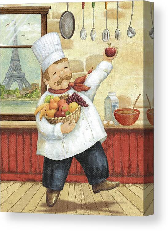 Chef Canvas Print featuring the mixed media Happy Chef I by Daphn? B.