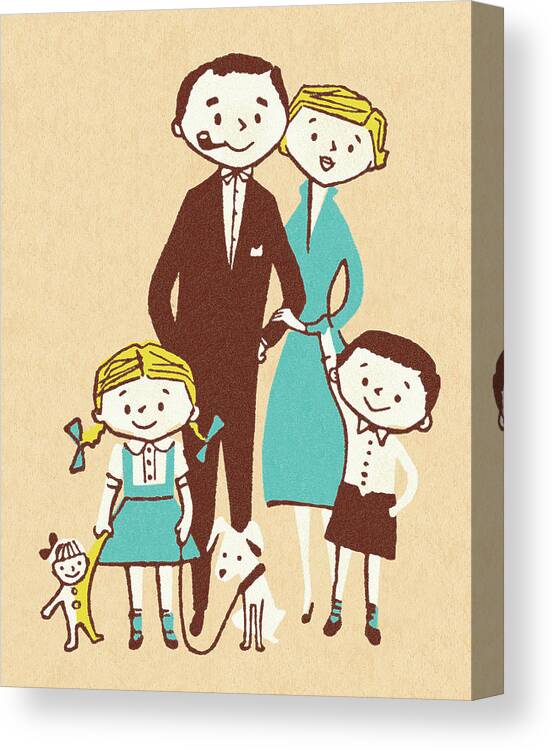 Adult Canvas Print featuring the drawing Happy Family by CSA Images