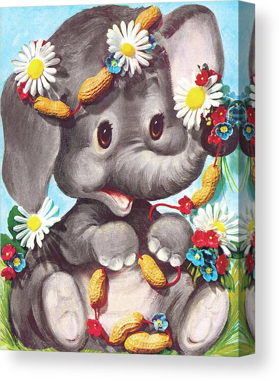 Animal Canvas Print featuring the drawing Happy Little Elephant by CSA Images