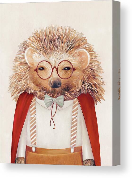 Hedgehog Canvas Print featuring the painting Harry Hedgehog by Animal Crew