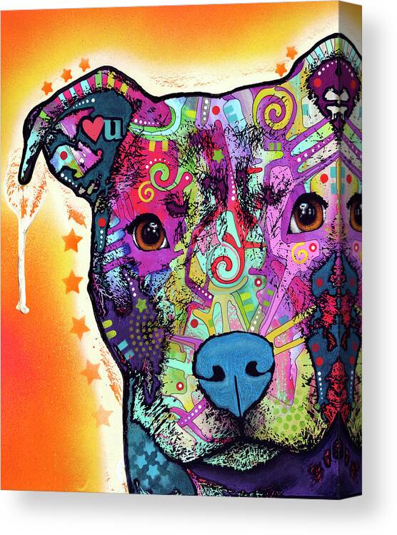 Heart U Pit Bull Canvas Print featuring the mixed media Heart U Pit Bull by Dean Russo
