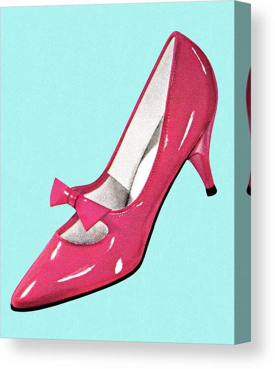 Blue Background Canvas Print featuring the drawing High Heel Pump by CSA Images