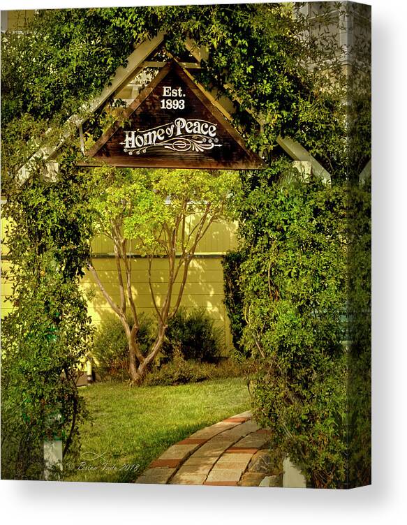 Sign Canvas Print featuring the photograph Home of Peace Arbor Entry, Oakland, California by Brian Tada