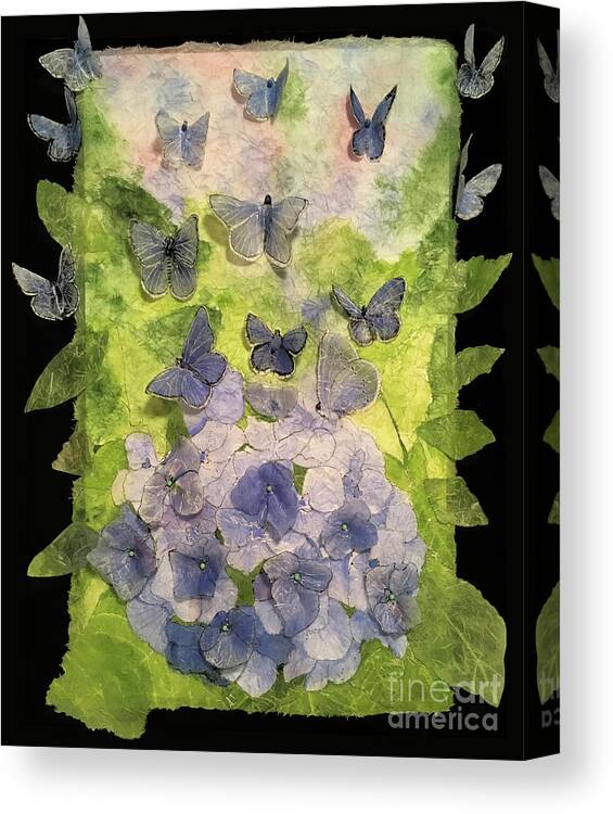 Butterflies Canvas Print featuring the painting Hydrangea or Butterflies, You Decide 3D by Conni Schaftenaar