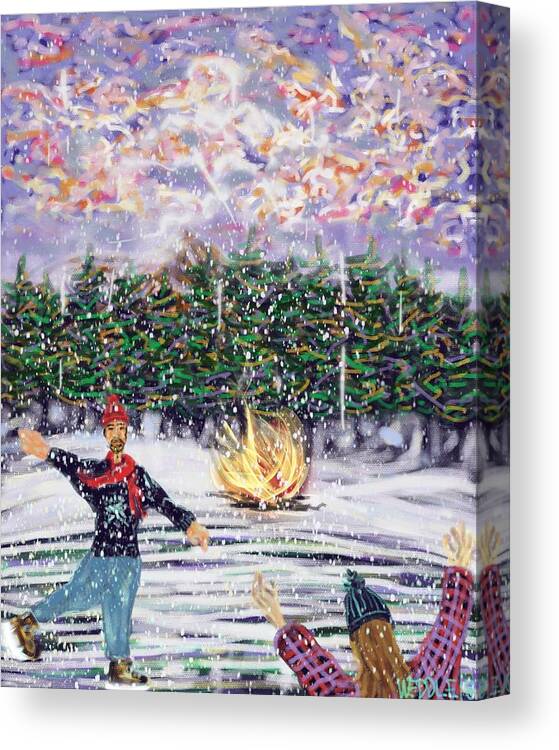 Ice Skating Canvas Print featuring the digital art Ice Skating by Angela Weddle