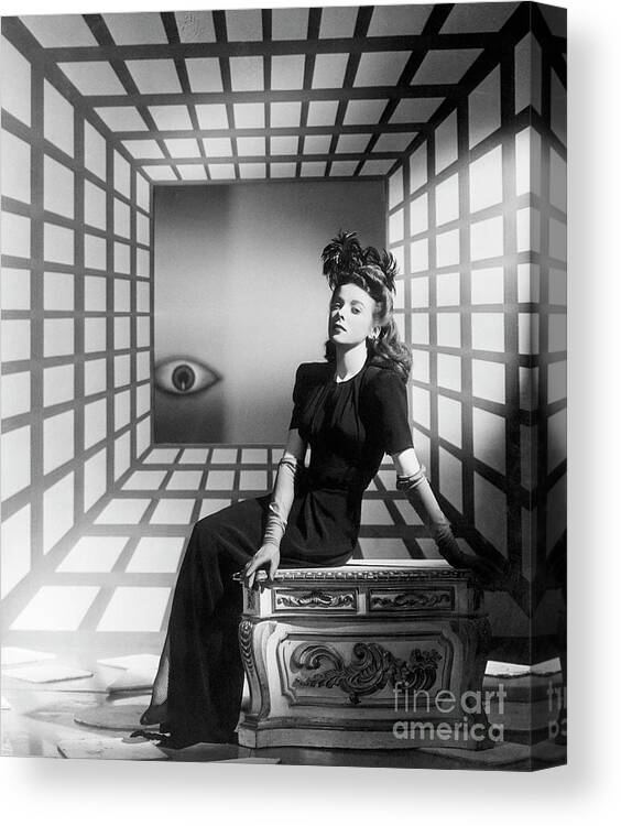 People Canvas Print featuring the photograph Ida Lupino In Surreal Tableau by Bettmann