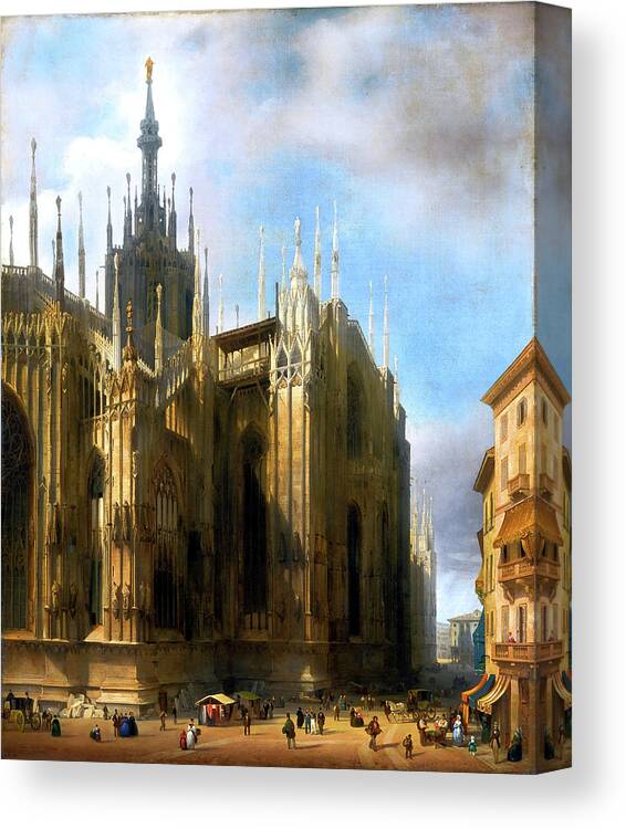 Il Duomo Dalla Corsia Dei Servi Canvas Print featuring the painting Il Duomo Dalla Corsia Dei Servi by Rolando Burbon