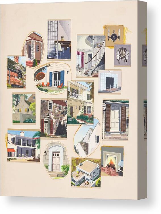 #new2022 Canvas Print featuring the painting Illustration Of Home Design Elements by Pierre Pages