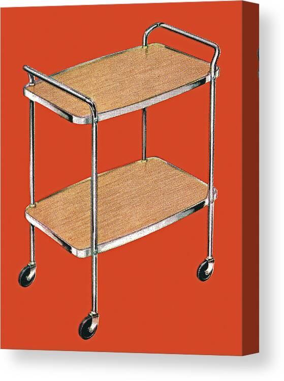 Brown Canvas Print featuring the drawing Illustration of serving cart against red background by CSA Images