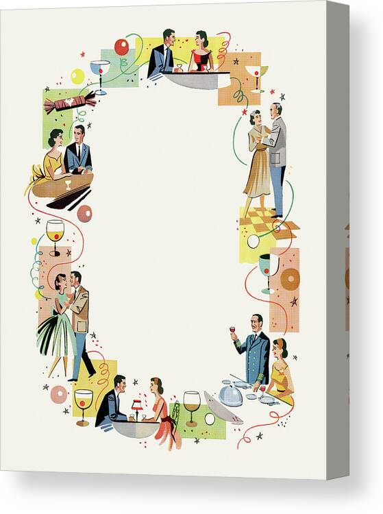 Adult Canvas Print featuring the drawing Images of Dating Couple by CSA Images