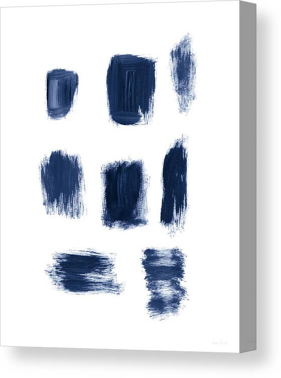 Abstract Canvas Print featuring the painting Indigo Brushstrokes- Art by Linda Woods by Linda Woods
