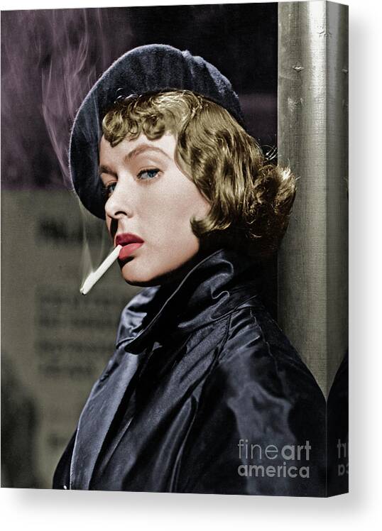 Smoking Canvas Print featuring the photograph Ingrid Bergman by Bettmann