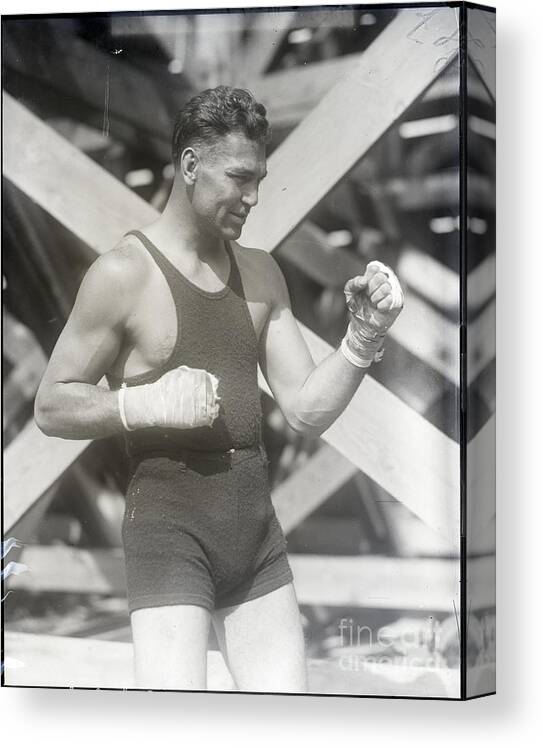 People Canvas Print featuring the photograph Jack Dempsey In Fighting Pose by Bettmann