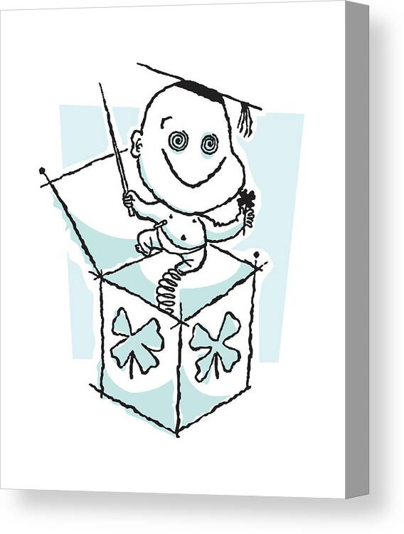 Baby Canvas Print featuring the drawing Jack-in-the-Box Baby Graduate by CSA Images