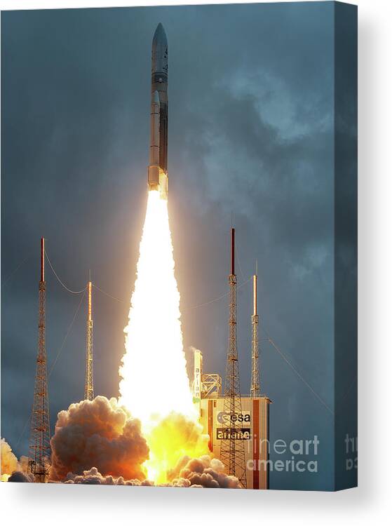 Ariane 5 Canvas Print featuring the photograph James Webb Space Telescope Launch by Nasa/chris Gunn/science Photo Library