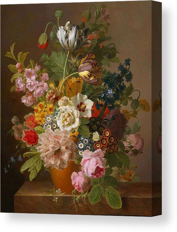 Flower Canvas Print featuring the painting Jan Frans Van Dael 1764-1840 Flowers Bouquet 3 by Jan Frans Van Dael