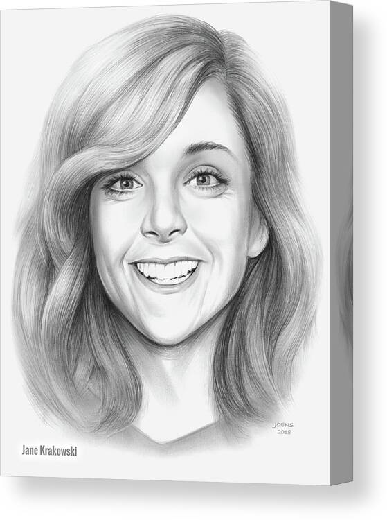 Janekrakowski Canvas Print featuring the drawing Jane Krakowski by Greg Joens